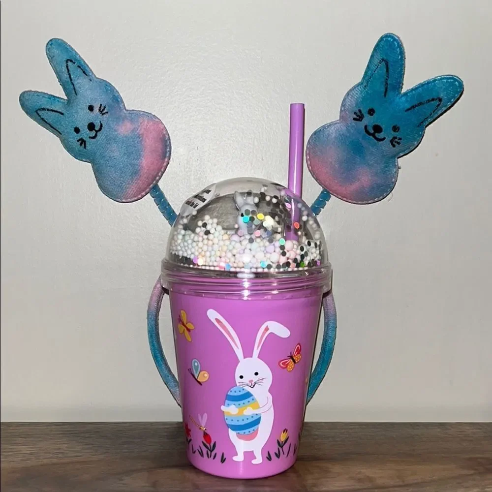 Easter Bunny Tumbler Cup with Straw Also Bunny Headband These are NWT